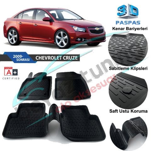 Chervolet Cruze Havuzlu 3D Paspas Niken Siyah 2009 Sonrası