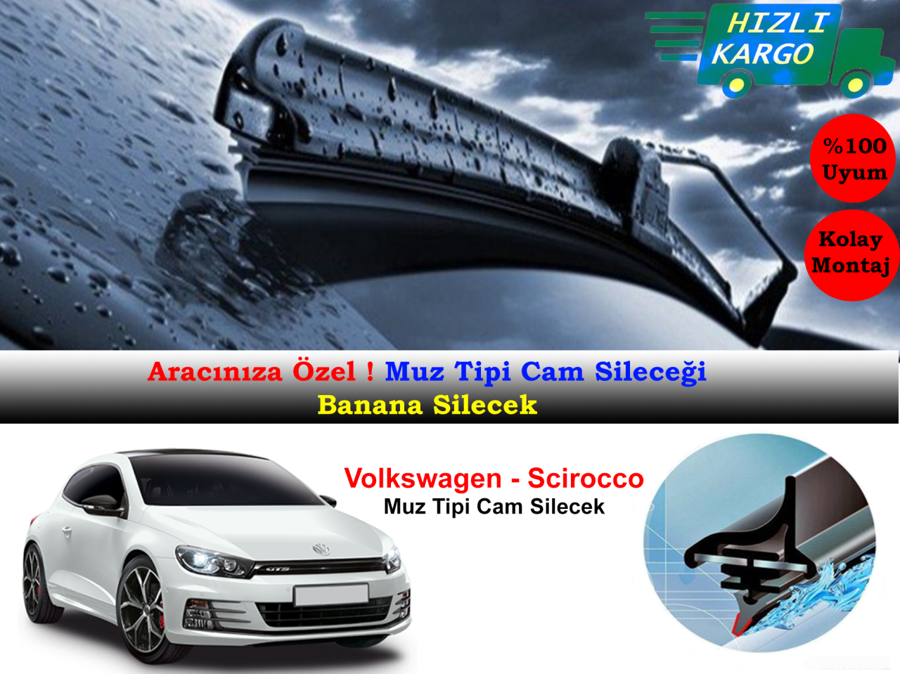 Volkswagen Scirocco 2008-2017 Muz Silecek Takımı