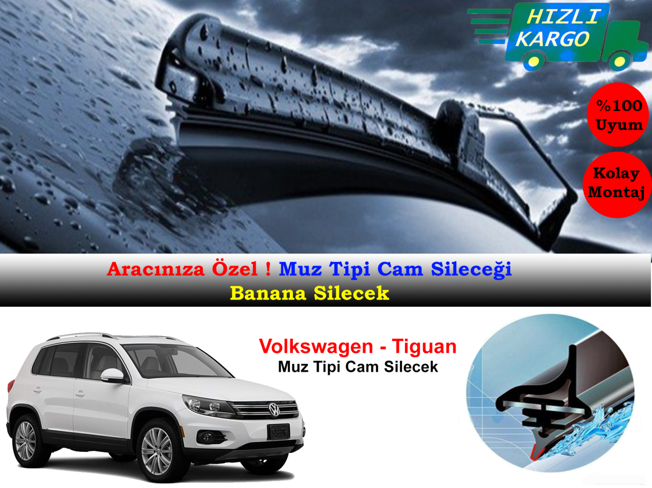 Volkswagen Tiguan 2007-2014 Muz Silecek Takımı