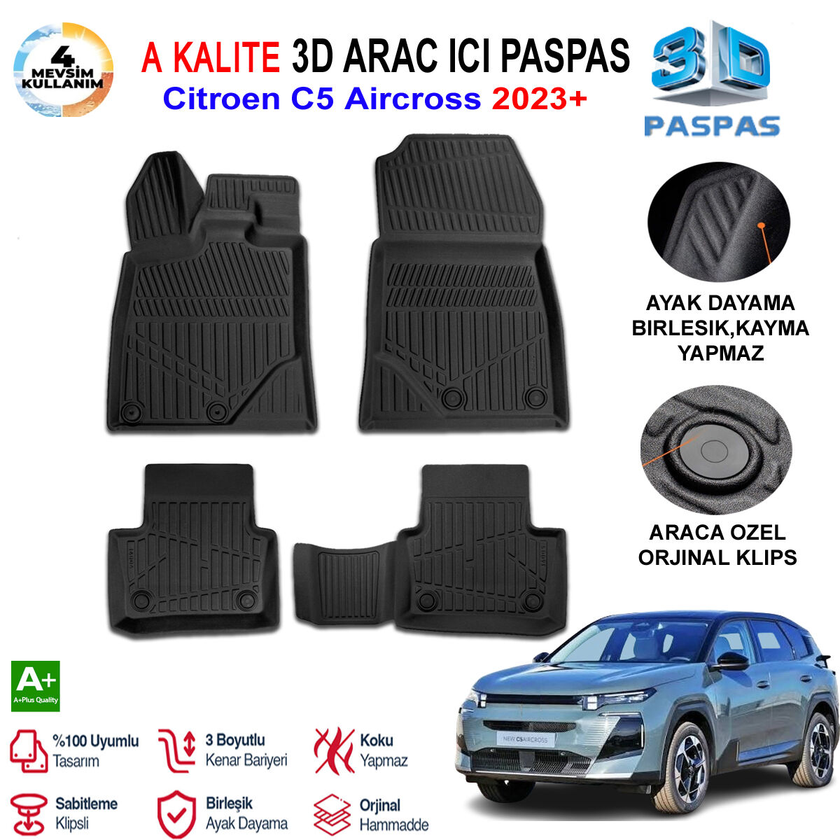 Citroen C5 Aircross Hybrid 3D Paspas Havuzlu Pro 2023 Sonrası