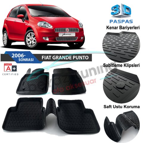 Fiat Punto Havuzlu 3D Paspas Niken Siyah 2006 Sonrası