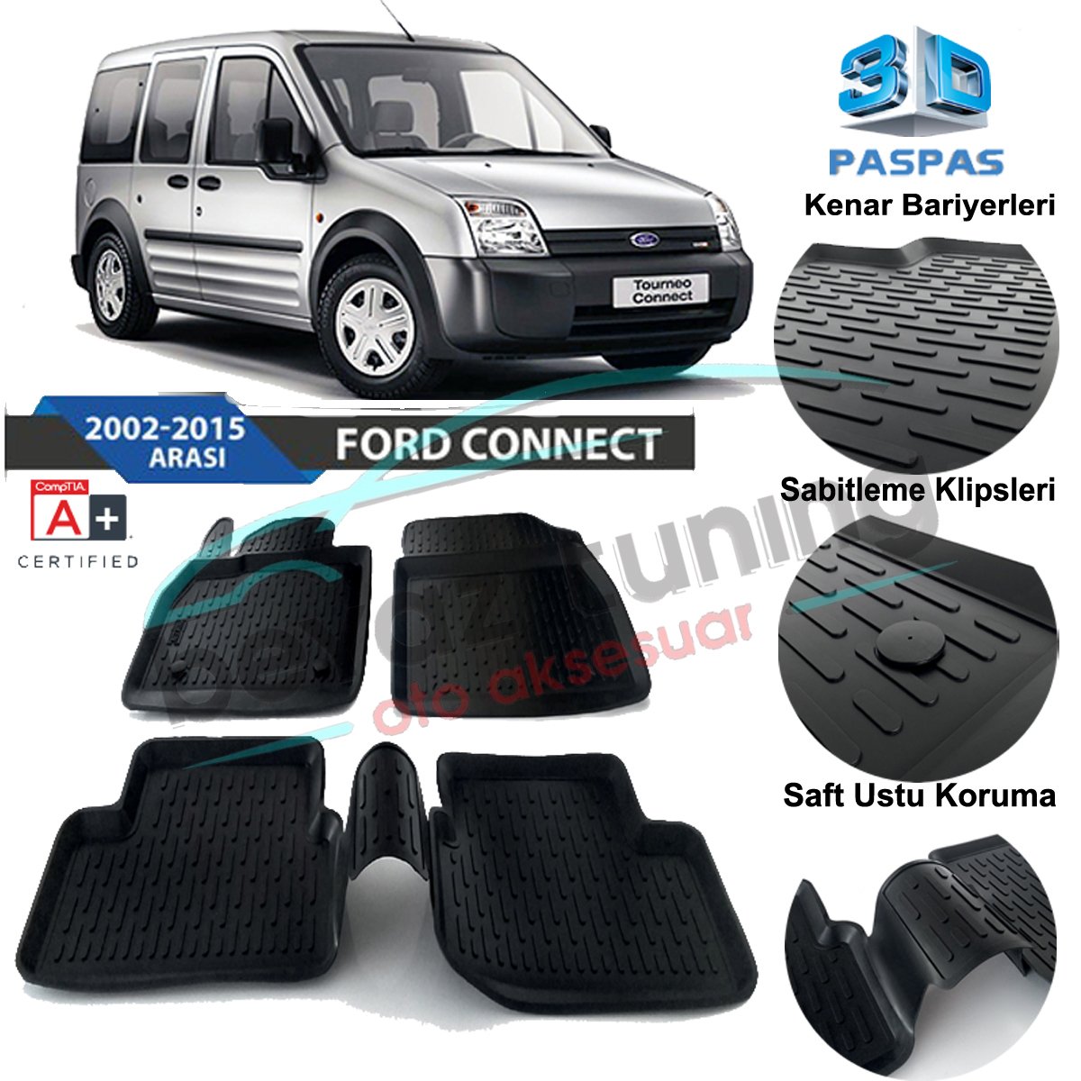 Ford Connect Havuzlu 3D Paspas Niken Siyah 2003-2014