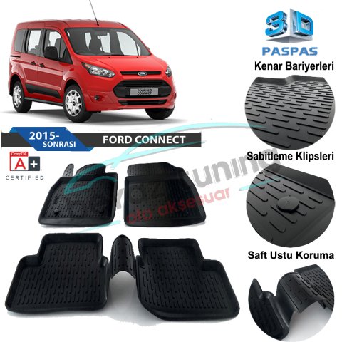 Ford Connect Havuzlu 3D Paspas Niken Siyah 2015 Sonrası