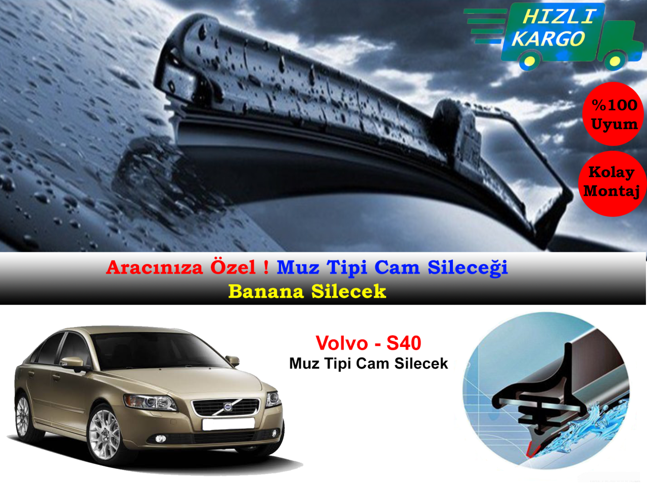 Volvo S40 2006-2013 Muz Silecek Takımı