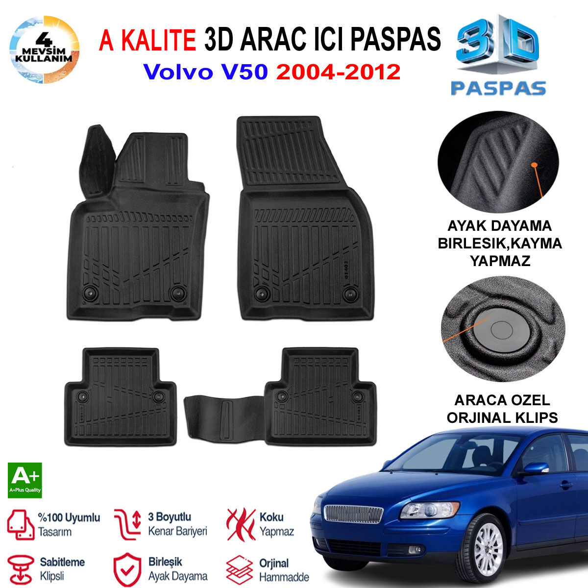 Volvo V50 3D Paspas Havuzlu Pro 2004-2012 Arası