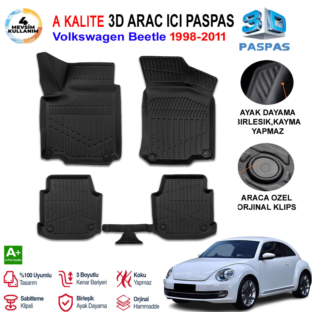 Volkswagen Beetle 3D Paspas Havuzlu Pro 1998-2011