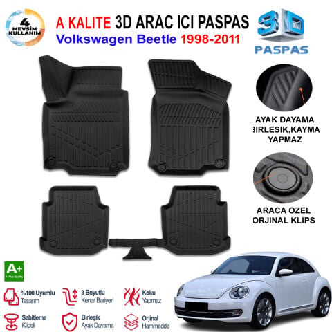 Volkswagen Beetle 3D Paspas Havuzlu Pro 1998-2011