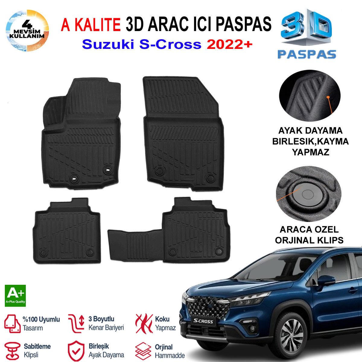 Suziki S-Cross 3D Paspas Havuzlu Pro 2022 Sonrası