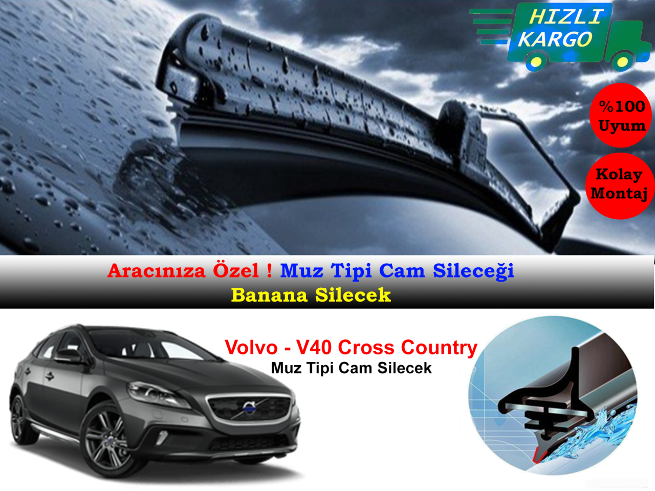 Volvo V40 Cross Country 2013-2019 Muz Silecek Takımı