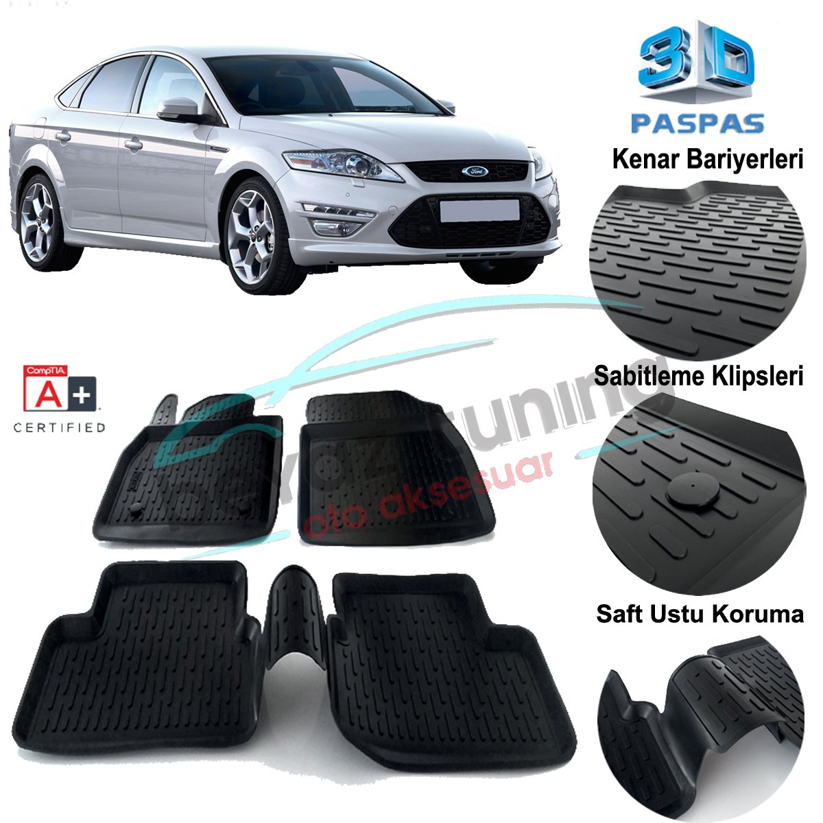Ford Mondeo Havuzlu 3D Paspas Niken Siyah 2007-2012
