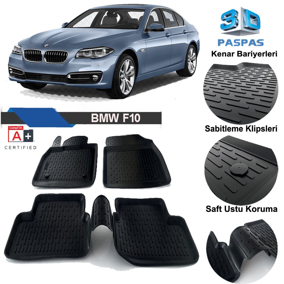 Bmw F10 5 Serisi Havuzlu 3D Paspas Niken Siyah