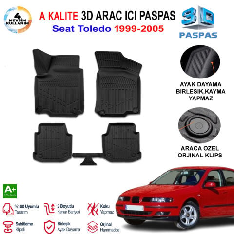 Seat Toledo 3D Paspas Havuzlu Pro 1998-2005