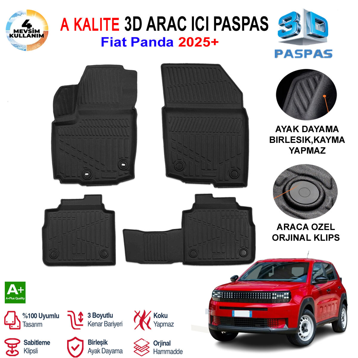 Fiat Grande Panda 3D Paspas Havuzlu Pro 2025 Sonrası