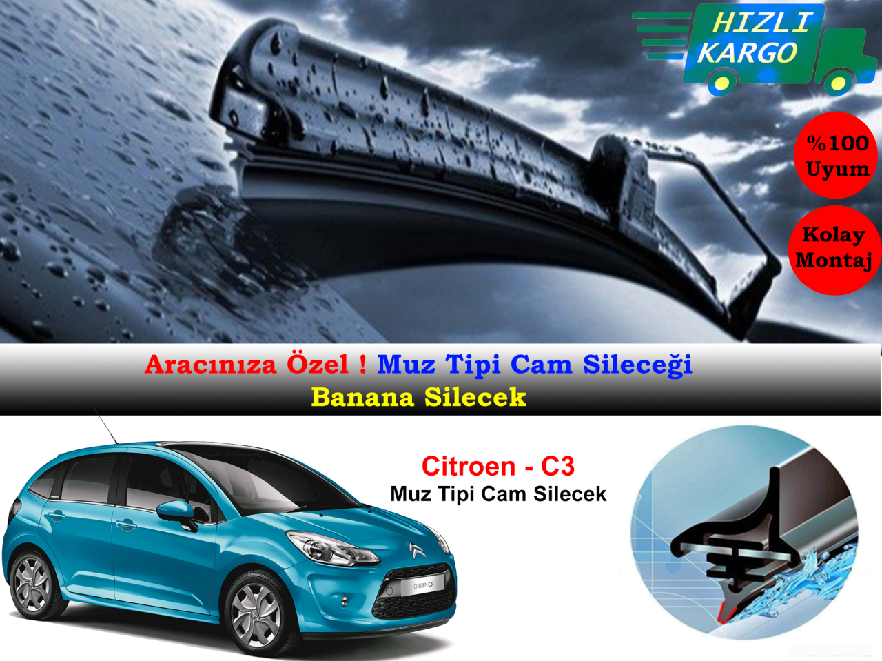 Citroen C3 Muz Silecek Takımı 2010-2015