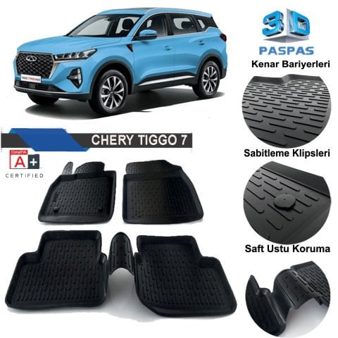Chery Tiggo 7 Havuzlu 3D Paspas Niken Siyah 2020 Sonrası