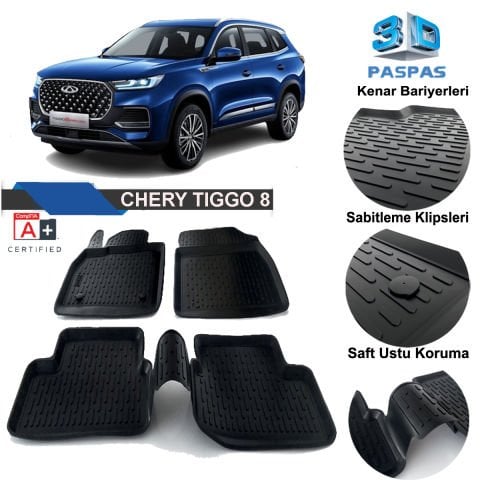 Chery Tiggo 8 Havuzlu 3D Paspas Niken Siyah 2020 Sonrası