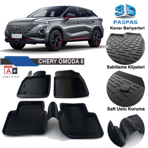 Chery Omoda 5 Havuzlu 3D Paspas Niken Siyah 2022 Sonrası