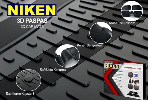 Dacia Sandero Havuzlu 3D Paspas Niken Siyah 2021 Sonrası