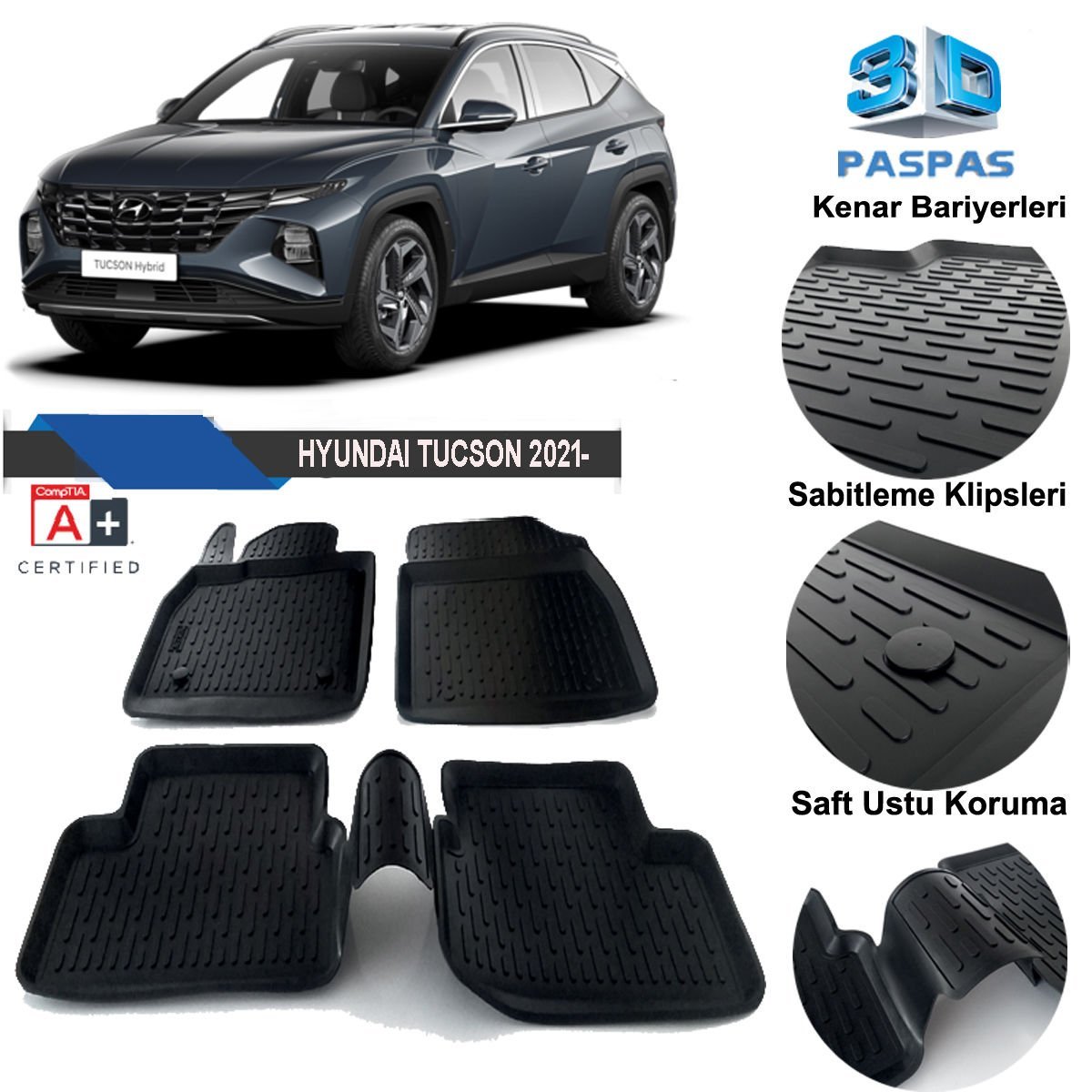 Hyundai Tucson Havuzlu 3D Paspas Niken Siyah 2021 Sonrası