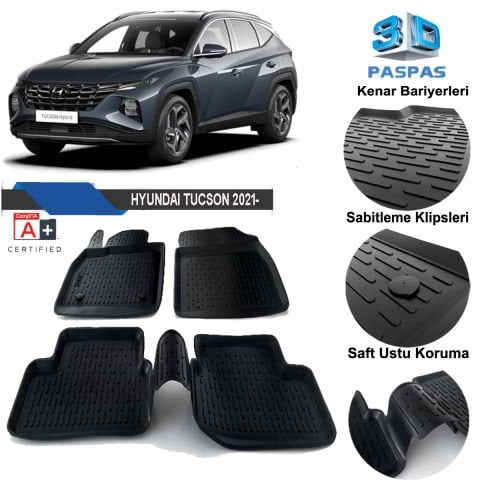 Hyundai Tucson Havuzlu 3D Paspas Niken Siyah 2021 Sonrası