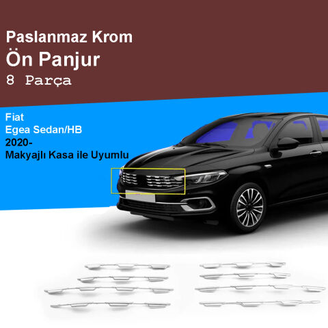 Fiat Egea Krom Ön Panjur Diamond 2020 Sonrası Makyajlı Kasa