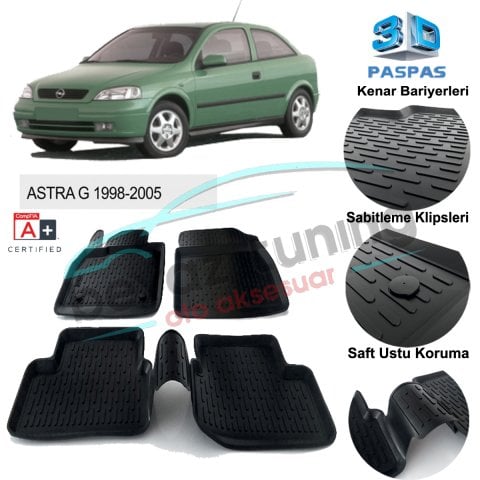 Opel Astra G Havuzlu 3D Paspas Niken Siyah 1998-2005