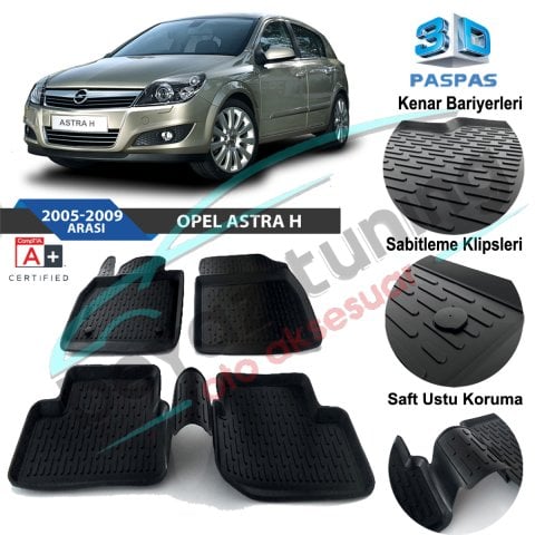 Opel Astra H Havuzlu 3D Paspas Niken Siyah 2005-2012