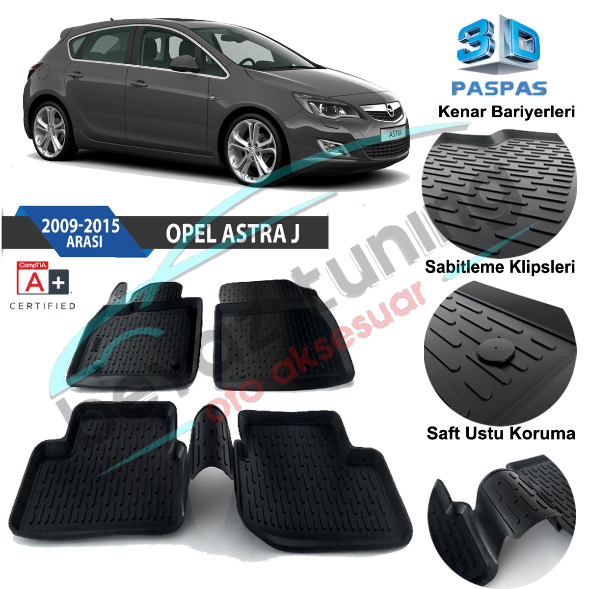 Opel Astra J Havuzlu 3D Paspas Niken Siyah 2011-2016