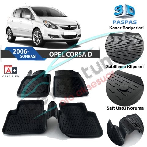 Opel Corsa D Havuzlu 3D Paspas Niken Siyah 2006-2014