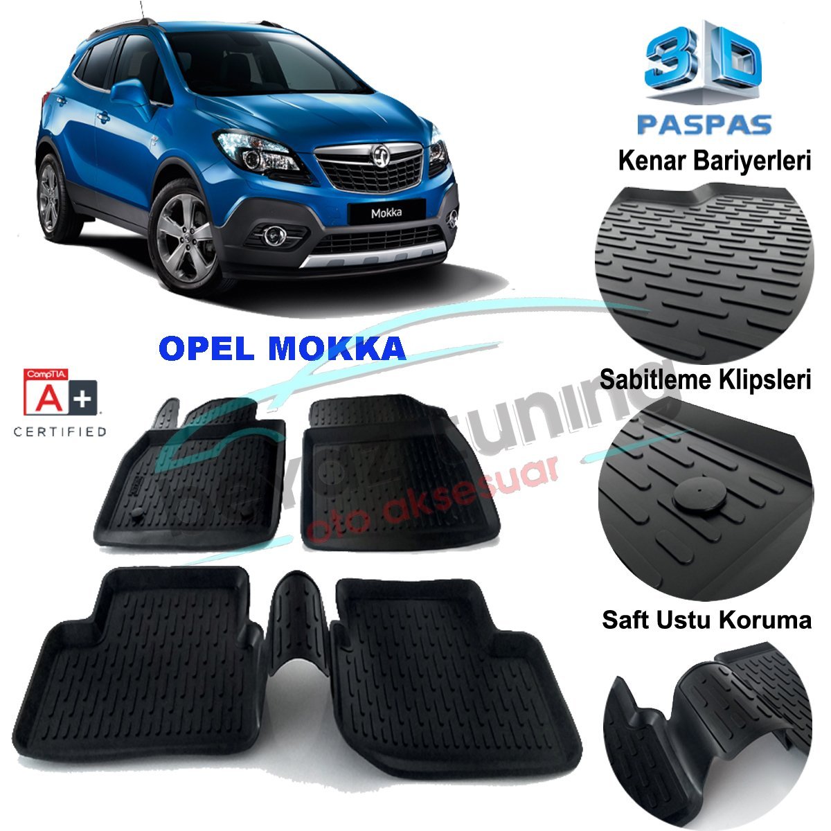 Opel Mokka Havuzlu 3D Paspas Niken Siyah 2012 Sonrası