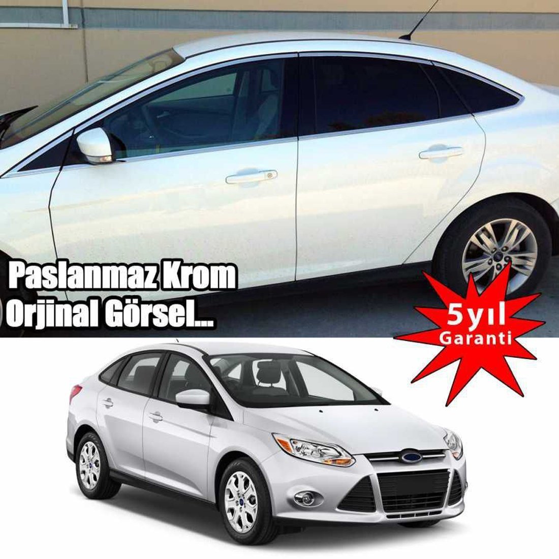 Ford Focus 3 Cam Çıtası Komple Kromu Nikelajı 2012-2015