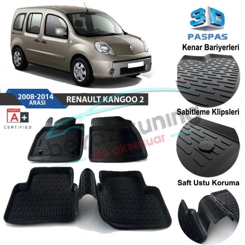Renault Kango Havuzlu 3D Paspas Niken Siyah 2008-2014