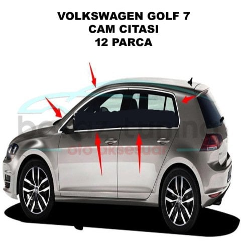 Volkswagen Golf 7 Cam Çıtası Komple Kromu Nikelajı 2013 Sonrası