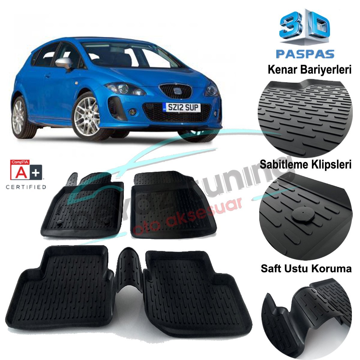 Seat Leon Havuzlu 3D Paspas Niken Siyah 2006-2012