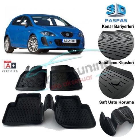 Seat Leon Havuzlu 3D Paspas Niken Siyah 2006-2012