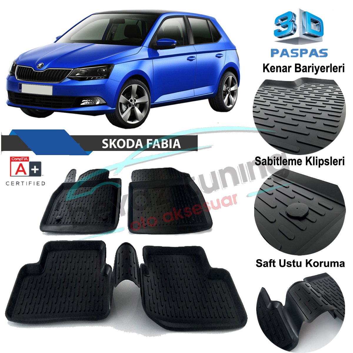 Skoda Fabia Havuzlu 3D Paspas Niken Siyah 2006-2012