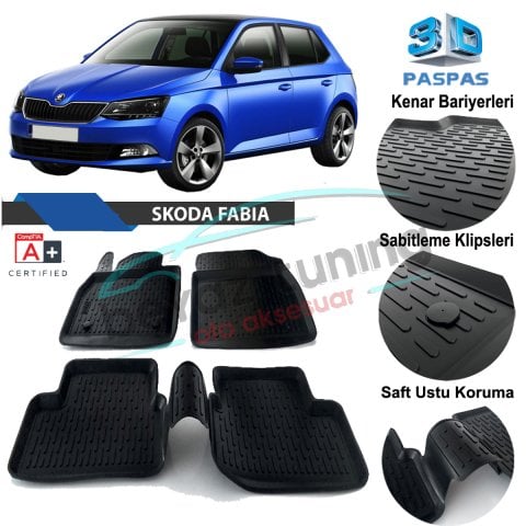 Skoda Fabia Havuzlu 3D Paspas Niken Siyah 2006-2012