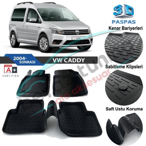 Volkswagen Caddy Havuzlu 3D Paspas Niken Siyah 2004-2010