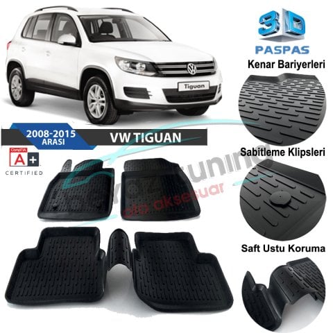 Volkswagen Tiguan Havuzlu 3D Paspas Niken Siyah 2008-2014