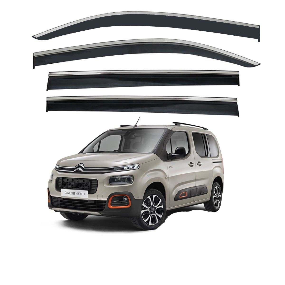Citroen Berlingo Kromlu Cam Rüzgarlığı 2018 Sonrası 4'lü
