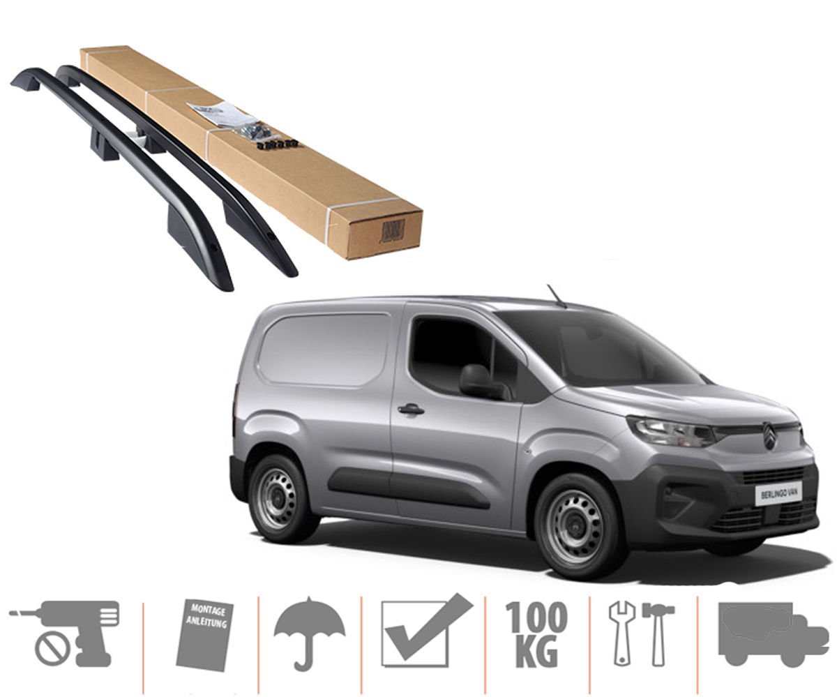 Citroen Berlingo Maxi Van Üst Port Bagaj Tavan Çıtası Siyah 2019 Sonrası
