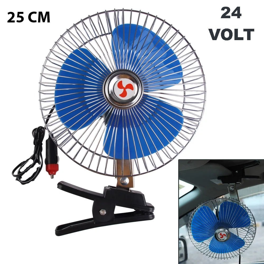 Araç İçi Fan Oto Vantilatör 24 Volt Mandallı 10 inç