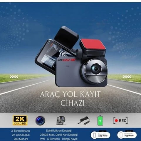 Araç Yol Kayıt Cihazı HD Ön Arka Wifi Uyumlu Araç Kamerası Gece Görüşlü Kamera