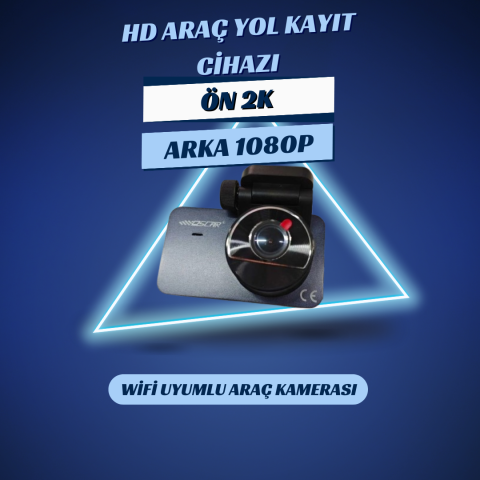 Araç Yol Kayıt Cihazı HD Ön Arka Wifi Uyumlu Araç Kamerası Gece Görüşlü Kamera