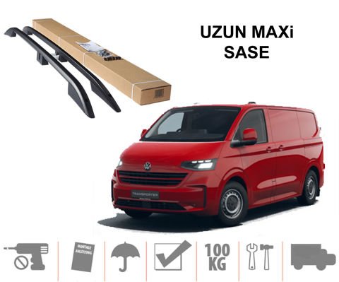 VW Transporter Uzun Maxi Van Üst Port Bagaj Tavan Çıtası Siyah 2024 Sonrası