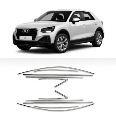 Audi Q2 Cam Çıtası Komple Set Çerçevesi Kromu Nikelajı 2016 Sonrası