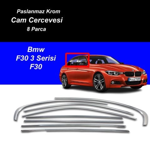 Bmw 3 Serisi F30 Cam Çıtası Komple Set Çerçevesi Kromu Nikelajı 2011-2019