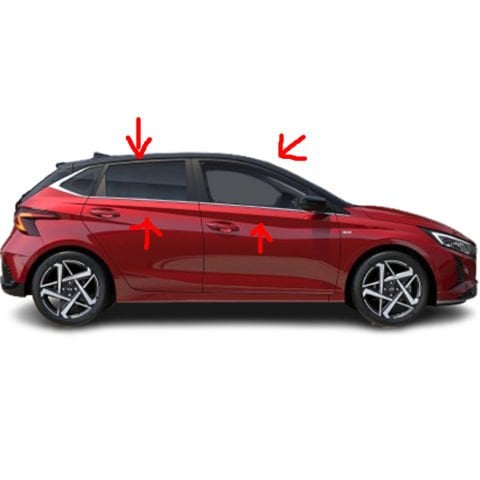 Hyundai İ20 Cam Çıtası Komple Set Çerçevesi Kromu Nikelajı 2020 Sonrası