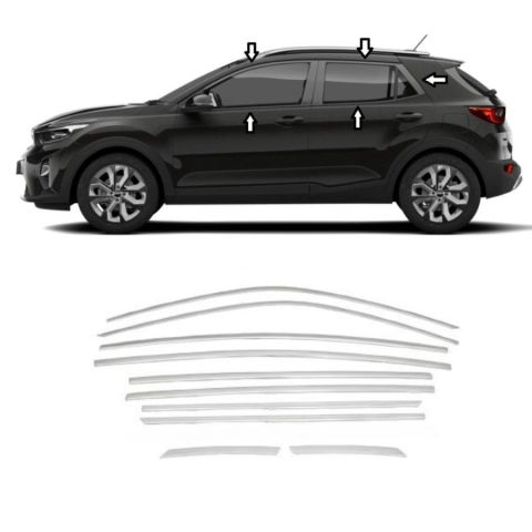 Kia Stonic Cam Çıtası Komple Set Çerçevesi Kromu Nikelajı 2018 Sonrası