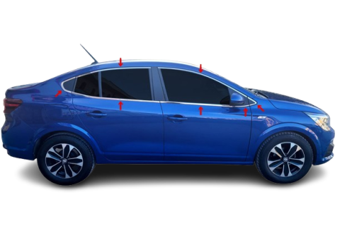 Renault Tailant Cam Çıtası Komple Set Çerçevesi Kromu Nikelajı 2020 Sonrası